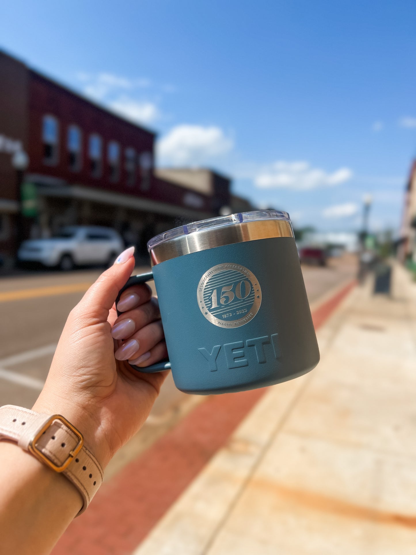 150 Year Commemorative 14oz Rambler Yeti Mug in Blue